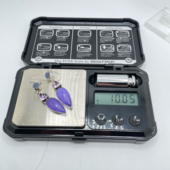 Sajen- Sterling Amethyst, Lavender Jade & Titanium Druzy Earrings! - Picture 6 of 7